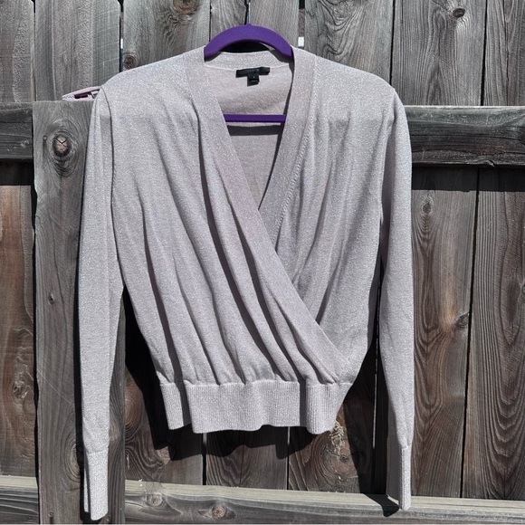 J. Crew Tops - J Crew women Lurex wrap shimmering Pale Pink top blouse sweater Small J4235